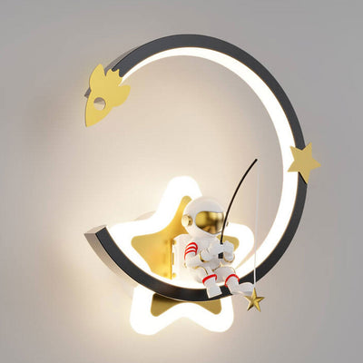 Modern Creative Astronaut Pentagram Kids LED Wall Sconce Lamp