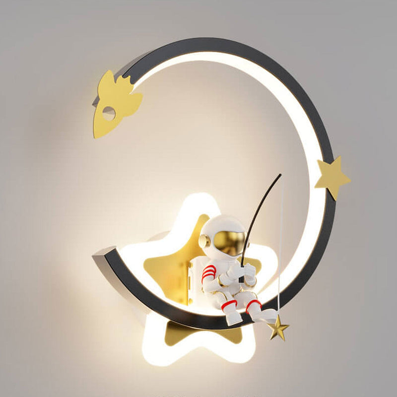 Moderne kreative Astronauten-Pentagramm-Kinder-LED-Wandleuchte