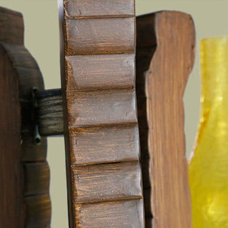 Industrieller Kronleuchter aus Massivholz im antiken Design mit 3 Leuchten 