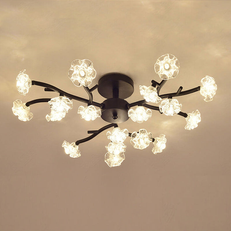 Nordic Creative Plum Blossom Tree Branch LED Semi-Flush Mount Ceiling Light