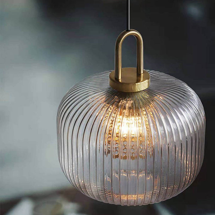 Lámpara colgante de vidrio ovalado vintage industrial de 1 luz 