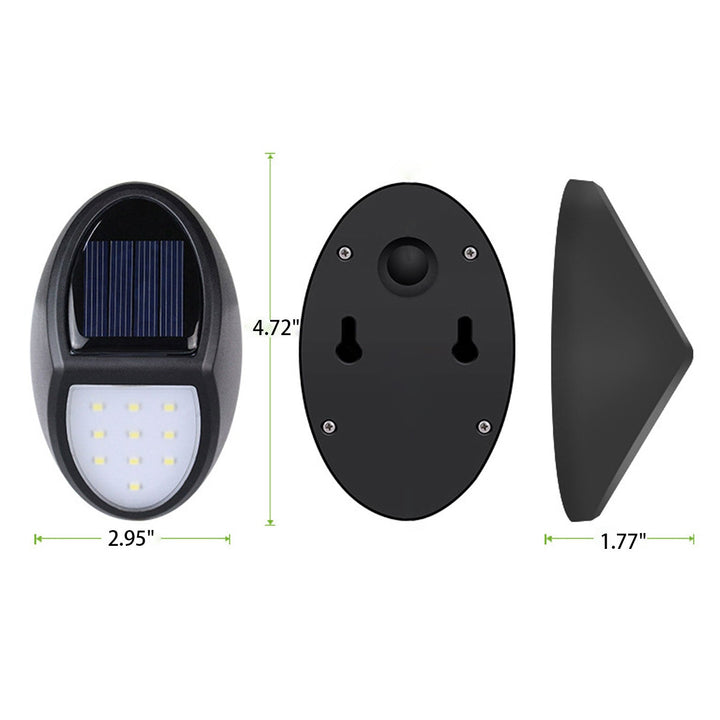 Lampe murale à applique pour clôture de jardin à LED ovale moderne pour extérieur solaire 