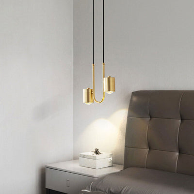 Modern Light Luxury Brass Cylinder Design LED Mini Pendant Light