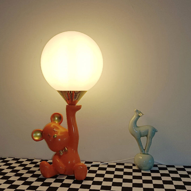 Kreative Orange Keramik Bär Glaskugel 1-Licht Tischlampe