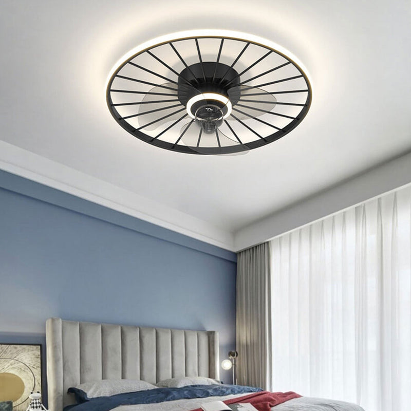 Nordic Light Luxury Round Traditional Design LED Flush Mount Ceiling Fan Light