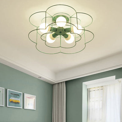 Nordic Creative Macaron Color Plum Design 5-Light Flush Mount Light
