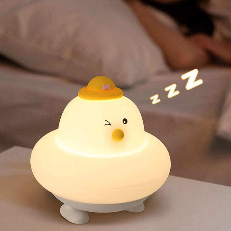 Lampe de table LED drôle en silicone Petit mignon poulet Pat veilleuse 