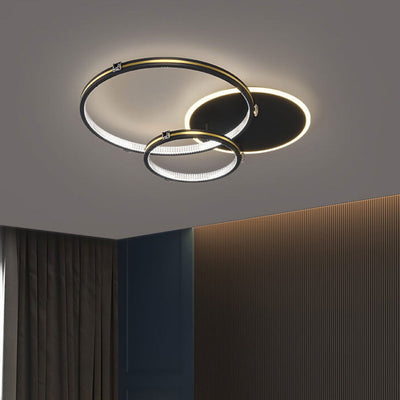 Nordic Light Luxury Circle Combination Iron LED Flush Mount Ceiling Light