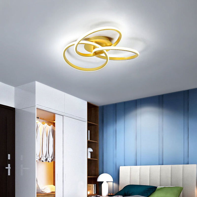 Nordic Light Luxury Ring Staggered Overlap Design LED Flush Mount Light