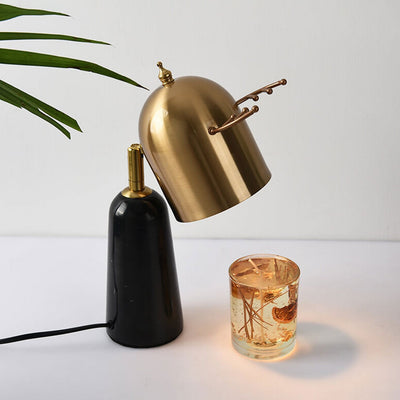 Lampe de table à cire fondante d'aromathérapie avec base en marbre et bois de cerf nordique 
