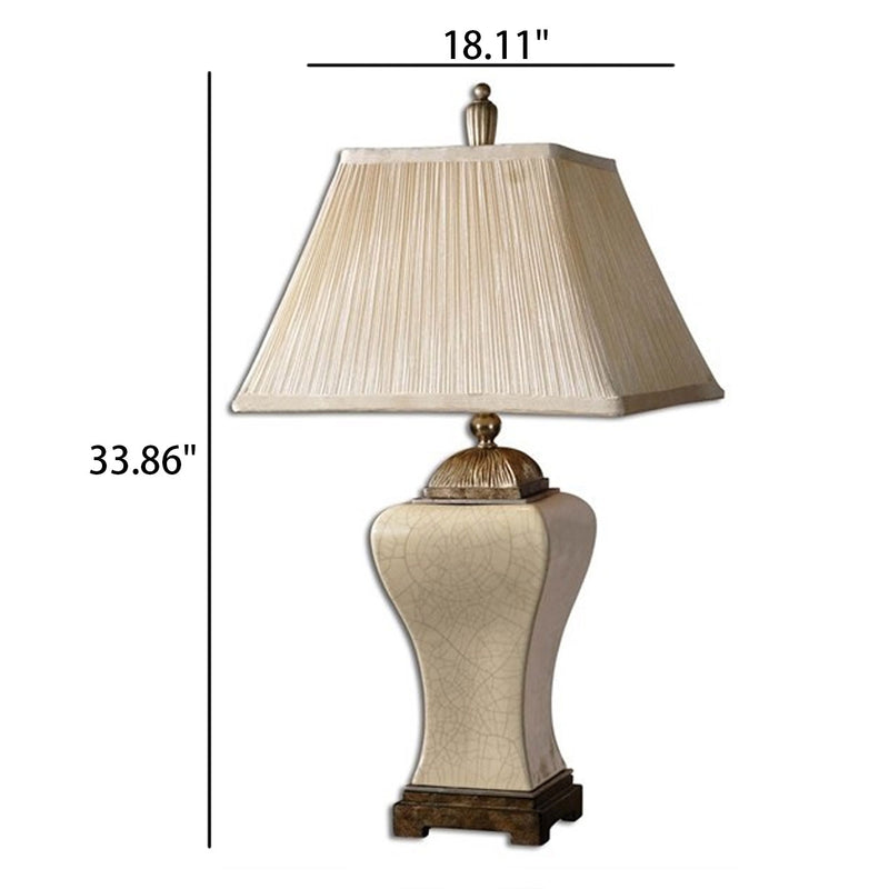 Lampe de table rétro de luxe en céramique avec abat-jour en tissu 1 lumière 