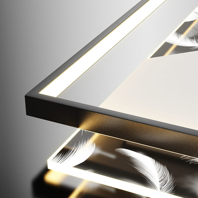 Modern Acrylic Light Luxury Square Feather Design LED Flush Mount Light