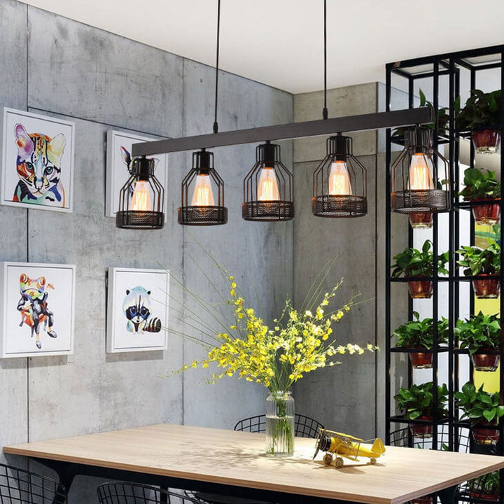 Industrielle Vintage Lang Bar Käfig Insel Licht 6-Licht Kronleuchter 