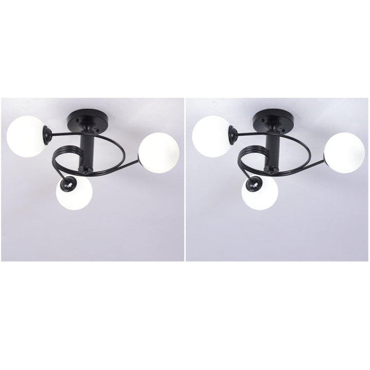 Nordic Light Luxus Glasball Spiral Design 3/5 Licht Semi-Flush Mount Deckenleuchte 