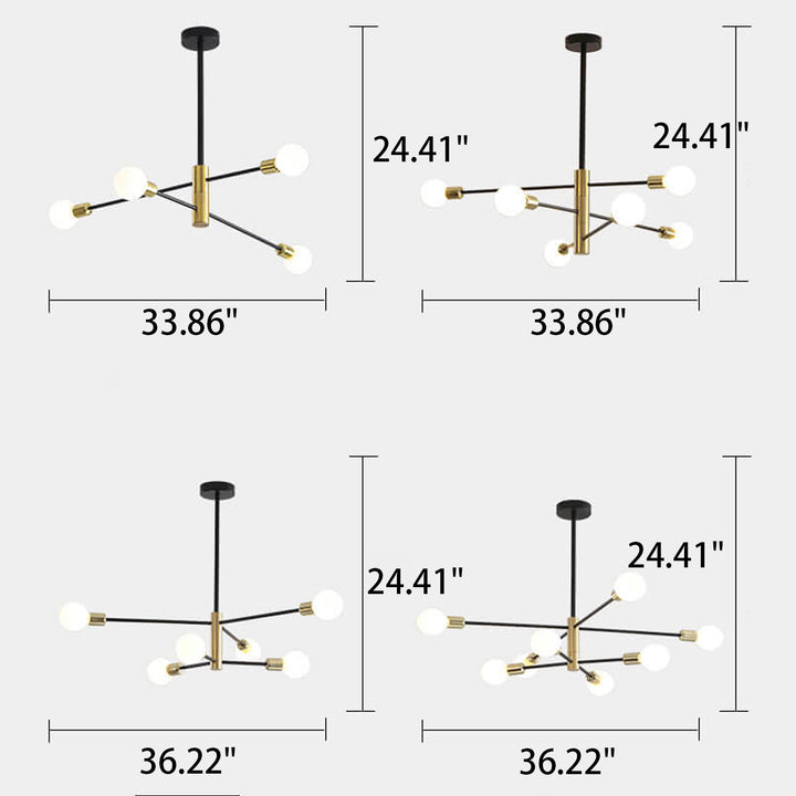 Nordic Minimalist Branch Wrought Iron Aluminum 4/6/8-Light Chandelier