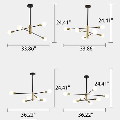 Nordic Minimalist Branch Schmiedeeisen Aluminium 4/6/8-Licht-Kronleuchter