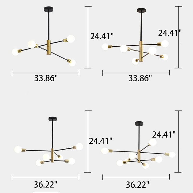 Nordic Minimalist Branch Schmiedeeisen Aluminium 4/6/8-Licht-Kronleuchter