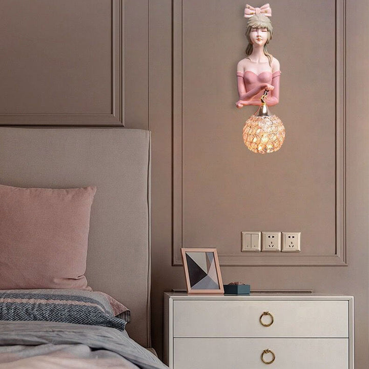 Applique murale à 1 lumière pour enfants en verre et résine peinte Creative Girl 