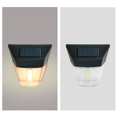 مصباح حائط LED مقاوم للماء في الهواء الطلق على شكل شبه منحرف شفاف ABS للطاقة الشمسية 