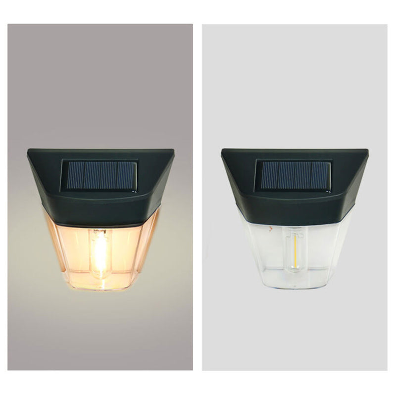 مصباح حائط LED مقاوم للماء في الهواء الطلق على شكل شبه منحرف شفاف ABS للطاقة الشمسية 