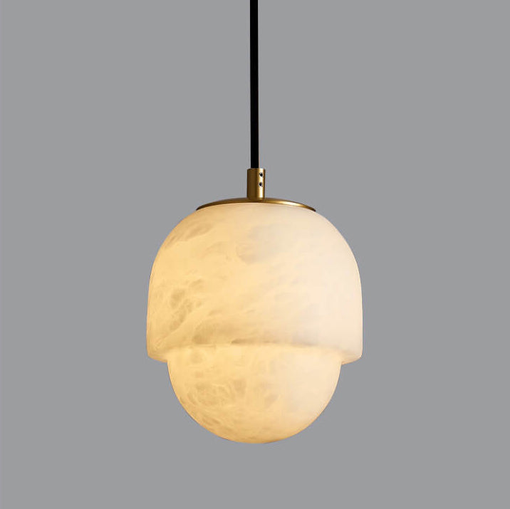 Modern Marble Minimalistic Spherical 1-Light Pendant Light