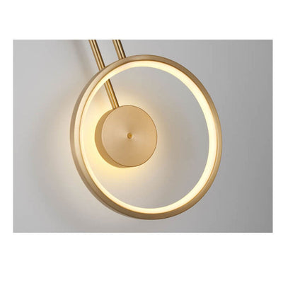 Light Luxury Full Copper Circle Curved Arm LED Wall Sconce Lamp