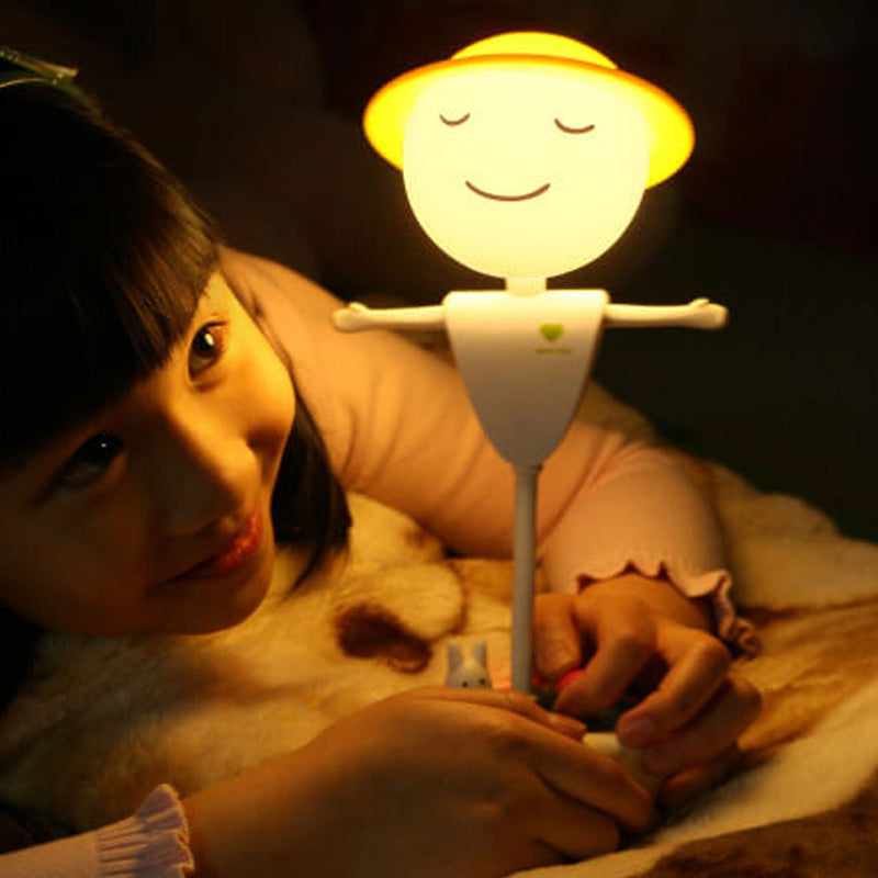 Dessin animé épouvantail visage souriant USB charge LED veilleuse lampe de table 