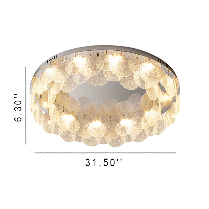 Modern Minimalist Round Glass Hanging Piece LED Flush Mount Light