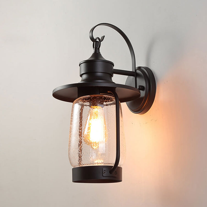 Vintage Industrial Bubble Glass 1-Light Outdoor Waterproof Patio Wall Sconce Lamp