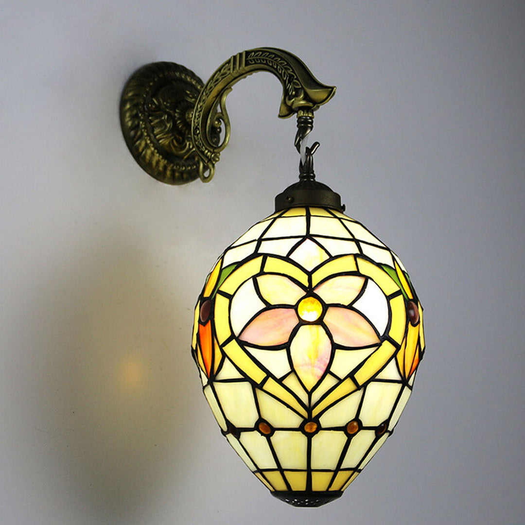 Lámpara de Aplique de Pared de 1 Luz de Vidrio Tiffany Vintage 