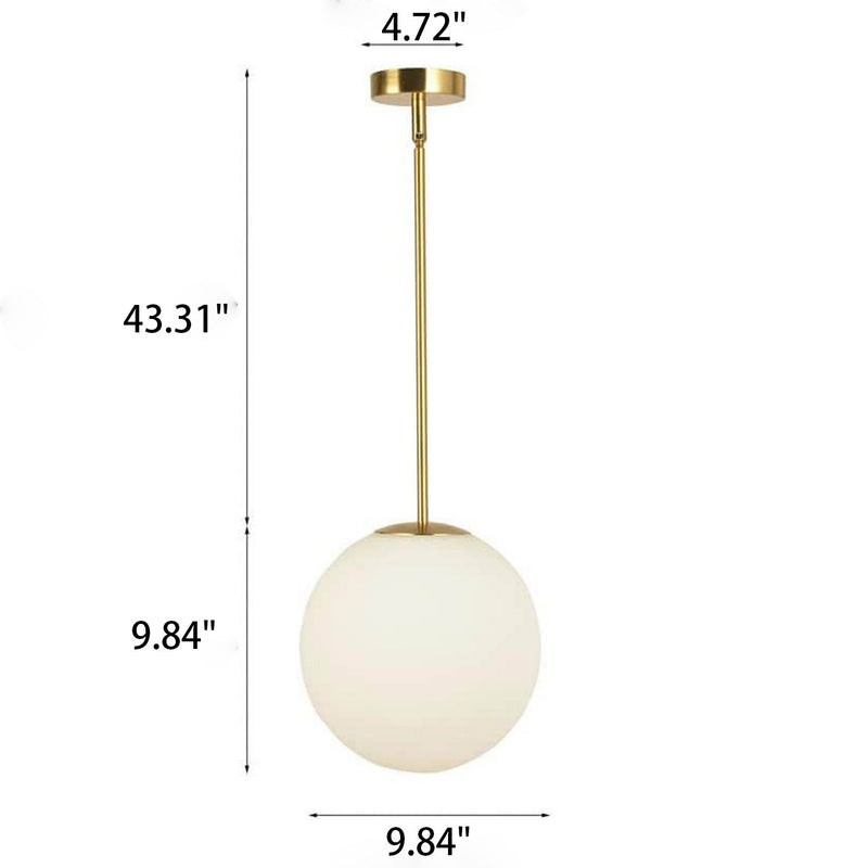 Iron Nordic Personality Golden Straight Rod White Ball Design 1-Light Pendant Light