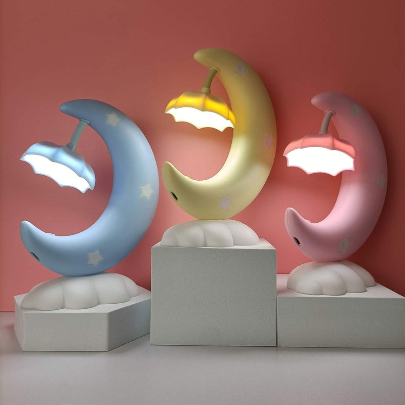 Lampe de table LED de nuit avec protection des yeux en forme de bateau de lune de dessin animé 
