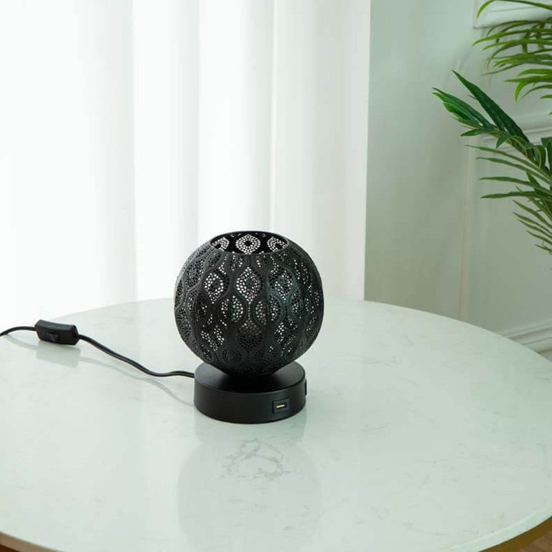Lampe de table décorative à projection métallique sphérique créative 1 lumière 