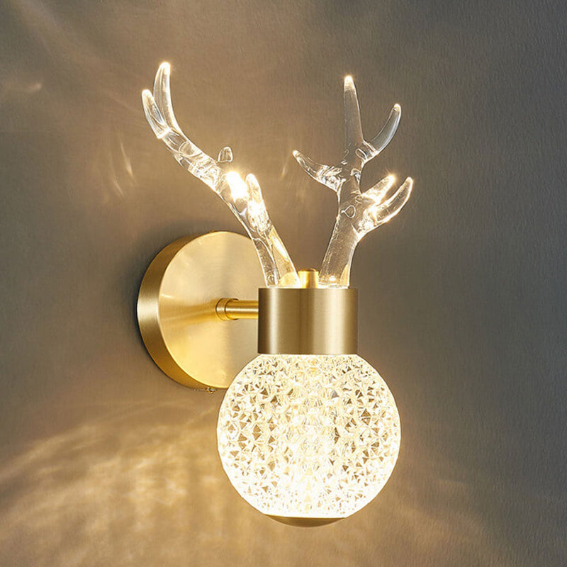 Nordic Luxury Antler Bubble Crystal LED Wall Sconce Lamp