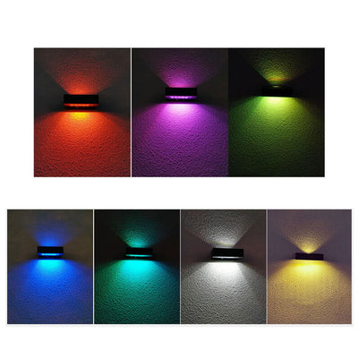 Lampe applique murale LED étanche moderne pour patio avec double tête carrée solaire extérieure 
