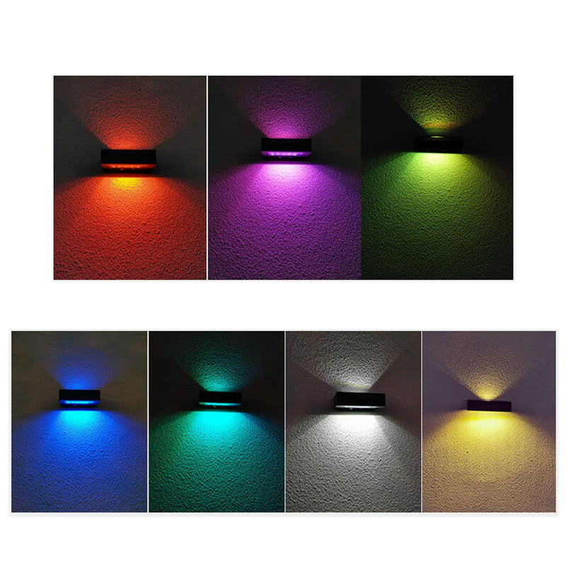 Lampe applique murale LED étanche moderne pour patio avec double tête carrée solaire extérieure 