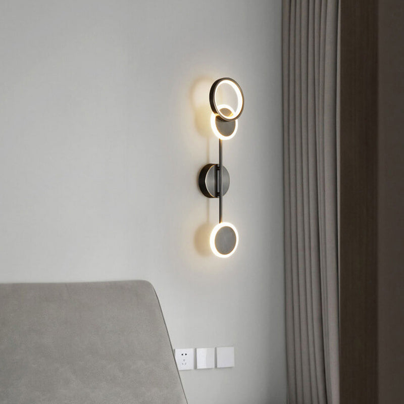 Modern Light Luxury Full Brass Circle Combination LED Wall Sconce Lamp