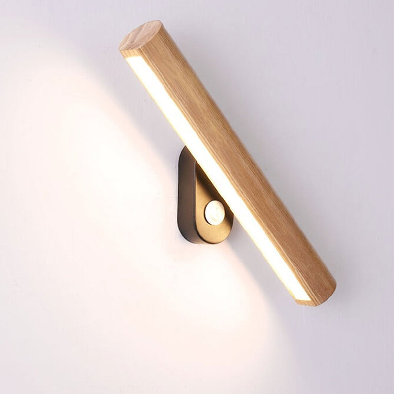 Nordic Simple Solid Wood Bar Rotating LED Wall Sconce Lamp