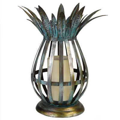 Solar Iron Pineapple Flame Candle Hollow LED Lawn Decorative Light