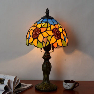 Retro Tiffany Buntglas Sunflower 1-Licht-Tischlampe 