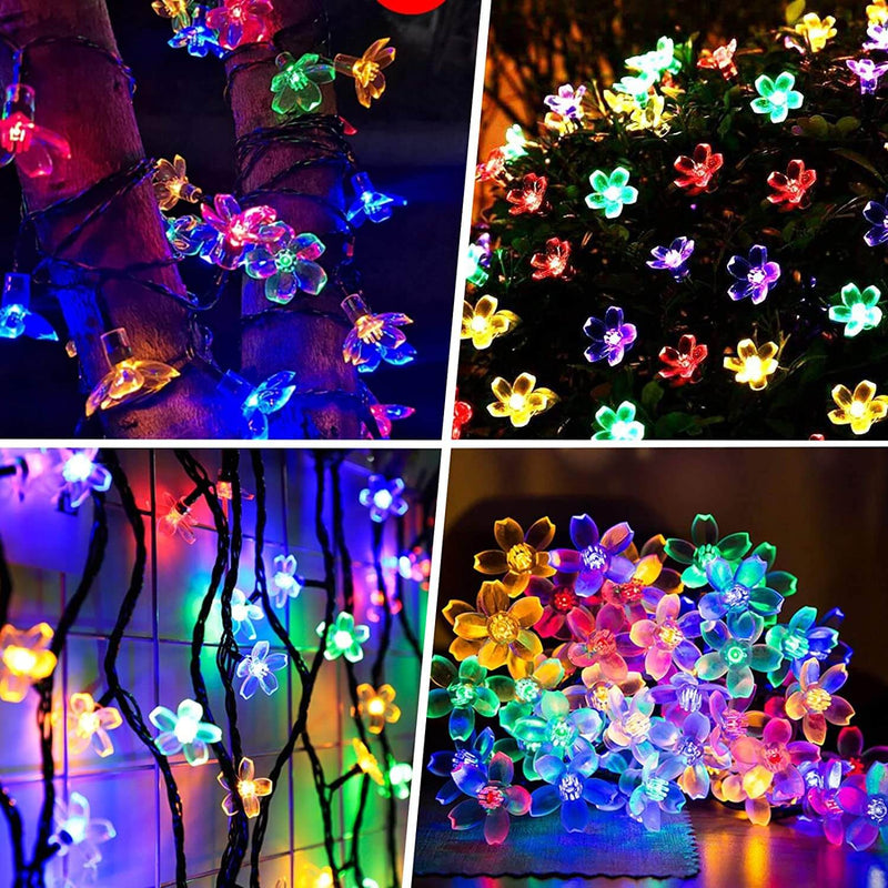 LED Solar Sakura String Lights Waterproof Outdoor Fairy Flower Lights