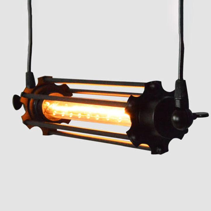 Lámpara colgante de 1 luz con flauta larga de hierro forjado vintage 