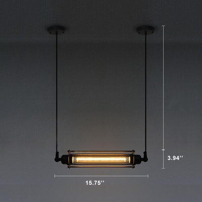 Vintage Wrought Iron Long Flute 1-Light Pendant Light