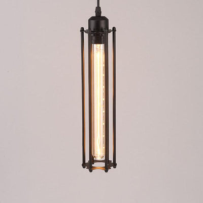 Vintage Wrought Iron Long Flute 1-Light Pendant Light