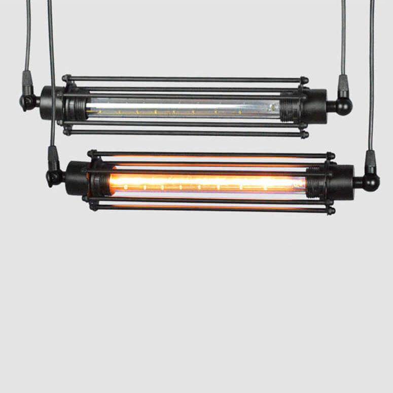 Lámpara colgante de 1 luz con flauta larga de hierro forjado vintage 