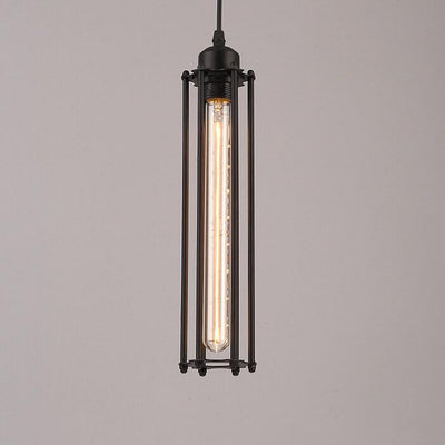 Vintage Wrought Iron Long Flute 1-Light Pendant Light