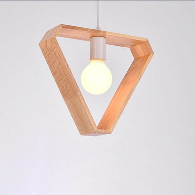 Nordic Minimalist Wooden 1-Light Geometric Pendant Light