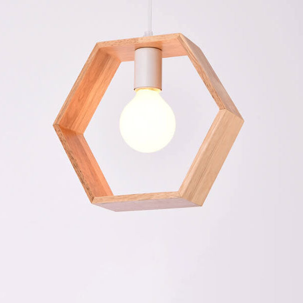 Nordische minimalistische 1-flammige geometrische Pendelleuchte aus Holz 