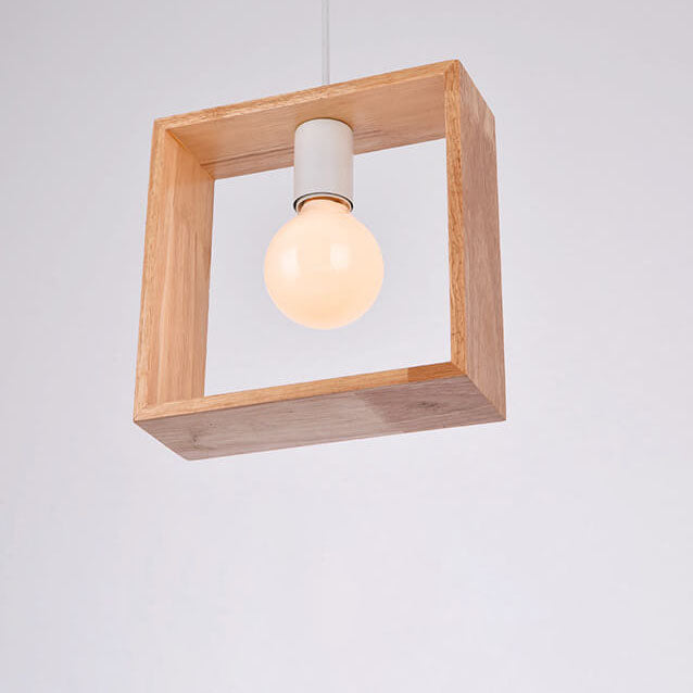 Nordische minimalistische 1-flammige geometrische Pendelleuchte aus Holz 