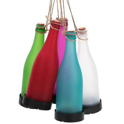 5pcs Solar Wine Bottle Light Outdoor Decoration Plastic LED Hanging Light